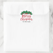 Frohe Weihnachtsfeiertage und Berries Personalisie Quadratischer Aufkleber (Tasche)
