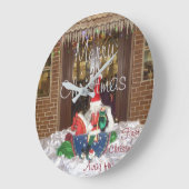 Frohe Weihnachtsfeiertage weg von Zuhause Inspirie Große Wanduhr (Winkel)