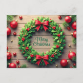 Frohe Weihnachtsfeiertage Wreath Feiertagspostkarte (Vorderseite)
