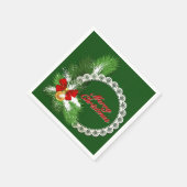 Frohe Weihnachtsfeiertage Wreath Green Napkins Serviette (Ecke)