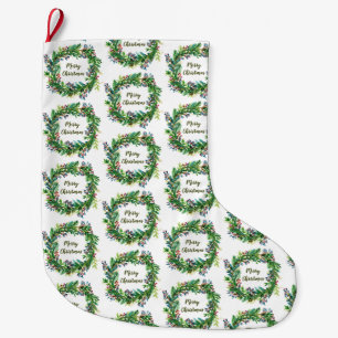 Frohe Weihnachtsfeiertage Wreath Großer Weihnachtsstrumpf