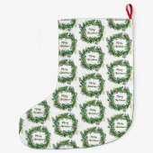 Frohe Weihnachtsfeiertage Wreath Großer Weihnachtsstrumpf (Rückseite)