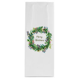 Frohe Weihnachtsfeiertage Wreath Mittlere Geschenk Geschenktüte Für Weinflaschen