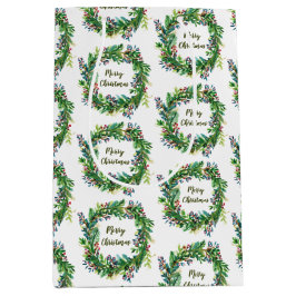 Frohe Weihnachtsfeiertage Wreath Mittlere Geschenktüte