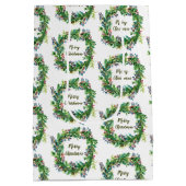 Frohe Weihnachtsfeiertage Wreath Mittlere Geschenktüte (Rückseite)