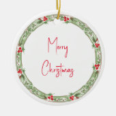Frohe Weihnachtsfeiertage Wreath Name Year Keramik Ornament (Vorne)