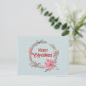 Frohe Weihnachtsfeiertage Wreath Postkarte (Stehend Vorderseite)