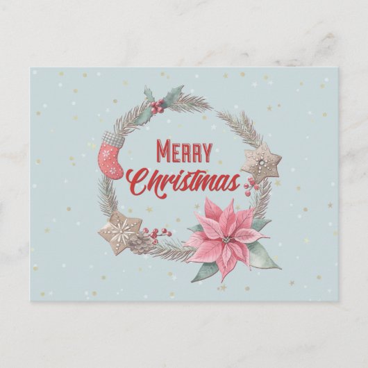Frohe Weihnachtsfeiertage Wreath Postkarte (Vorderseite)