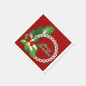 Frohe Weihnachtsfeiertage Wreath Red Napkins Serviette (Ecke)