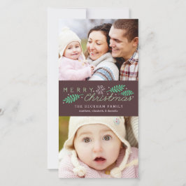 Frohe Weihnachtsfeiertage Zwei Fotokarte Feiertagskarte