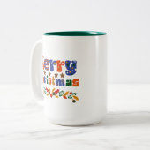 Frohe Weihnachtsfeiertage Zweifarbige Tasse (Vorderseite Links)