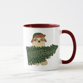 Frohe Weihnachtsfeige in der Tasse des Weihnachtsb