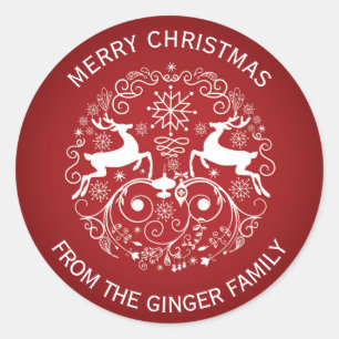 Frohe Weihnachtsferde und Wirbel Rundaufkleber Runder Aufkleber