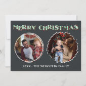 Frohe Weihnachtsferien 2 Foto Collage Dankeskarte (Vorderseite)