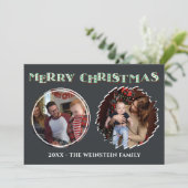 Frohe Weihnachtsferien 2 Foto Collage Dankeskarte (Stehend Vorderseite)