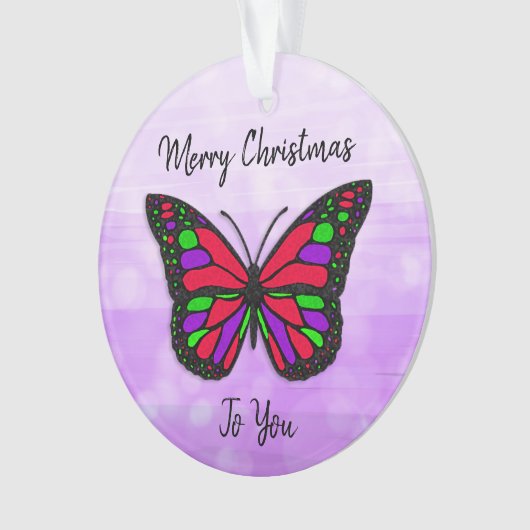 Frohe Weihnachtsferien Butterfly Holiday Keepake Ornament (Vorderseite)