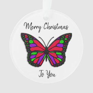 Frohe Weihnachtsferien Butterfly Holiday Keepake Ornament