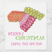 Frohe Weihnachtsferien Classic Ribbon Candy Weinetikett (Einzelnes Label)