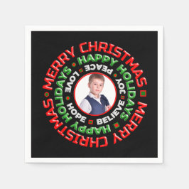 Frohe Weihnachtsferien Familie Foto Personalisiere Serviette