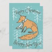Frohe Weihnachtsferien Fox Cosy Feiertagskarte (Vorne/Hinten)