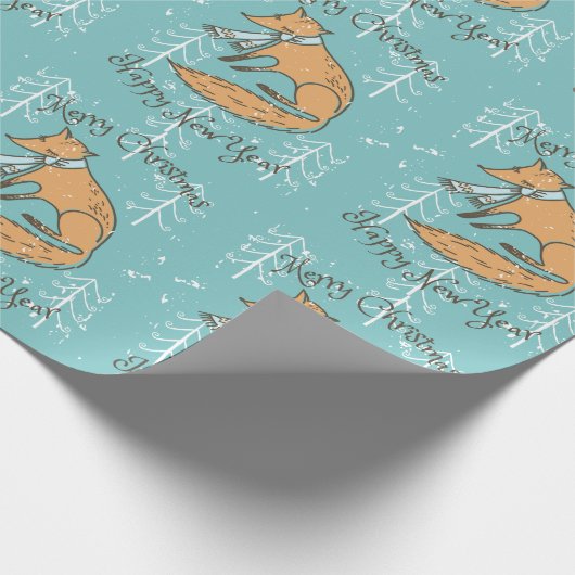 Frohe Weihnachtsferien Fox Cosy Geschenkpapier (Ecke)