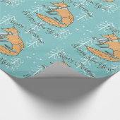 Frohe Weihnachtsferien Fox Cosy Geschenkpapier (Ecke)