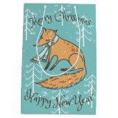 Frohe Weihnachtsferien Fox Cosy Mittlere Geschenktüte (Rückseite)