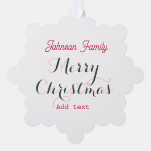 Frohe Weihnachtsferien rot grün Familienname tex Ornament Karte