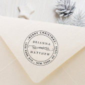 Frohe Weihnachtsferien Runde Rücksendeadresse Gummistempel