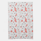 Frohe Weihnachtsferien Strumpf Katzen und Kaninche Geschirrtuch (Vertikal)