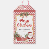 Frohe Weihnachtsferien Weihnachtsmann Schlitten Zu Geschenkanhänger (Vorderseite)