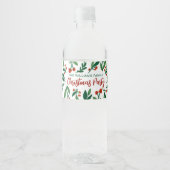 Frohe Weihnachtsfest Holly Berry Personalisiert Wasserflaschenetikett (Vorderseite)