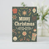 Frohe Weihnachtsfest Holly & Snowflake Card. RSVP Karte (Stehend Vorderseite)