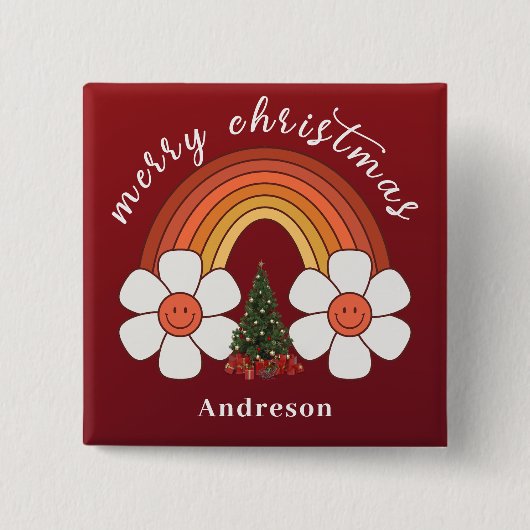 Frohe Weihnachtsfest Rainbow Personalisiert Button (Vorderseite)