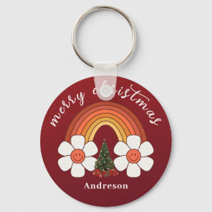 Frohe Weihnachtsfest Rainbow Personalisiert Schlüsselanhänger