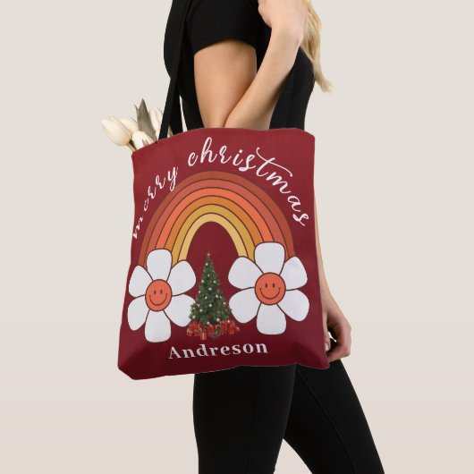 Frohe Weihnachtsfest Rainbow Personalisiert Tasche (Von Nahem)