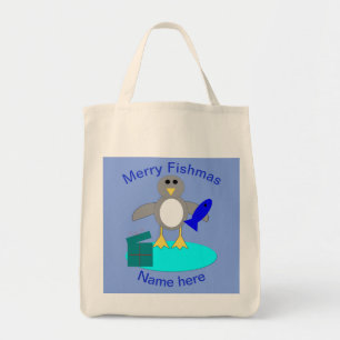 Frohe Weihnachtsfischen Pinguin Custom Bag Tragetasche