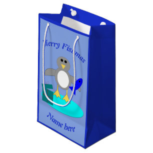 Frohe Weihnachtsfischen Pinguin Custom Geschenktas Kleine Geschenktüte