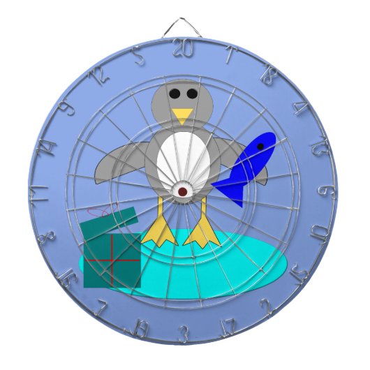 Frohe Weihnachtsfischen Pinguin Dart Board Dartscheibe (vorne)