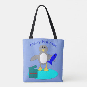 Frohe Weihnachtsfischen Pinguin Tote Tag Tasche