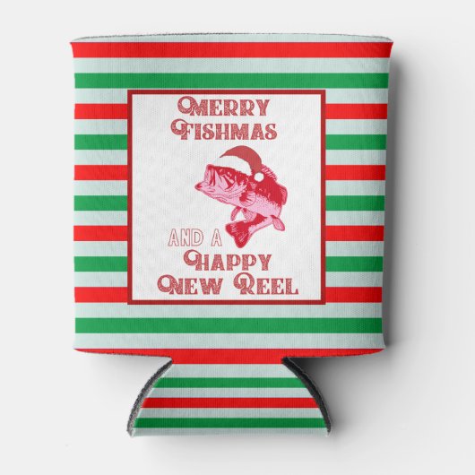 Frohe Weihnachtsfischerei Fischen Beer Dosenkühler (Vorderseite)