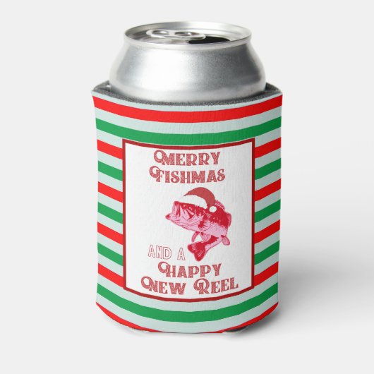Frohe Weihnachtsfischerei Fischen Beer Dosenkühler (Kanne Rückseite)