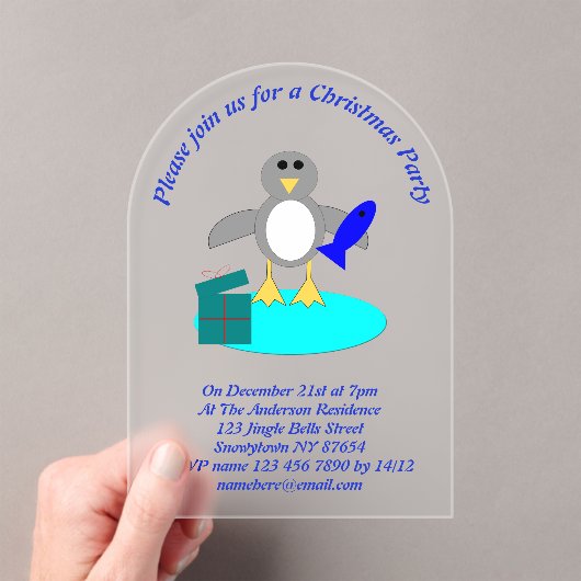 Frohe Weihnachtsfischerei Pinguin Custom Acryleinladungen (Insitu (Handheld))