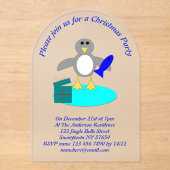 Frohe Weihnachtsfischerei Pinguin Custom Acryleinladungen (Vorderseite)