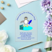 Frohe Weihnachtsfischerei Pinguin Custom Acryleinladungen (Insitu (Hochzeit))