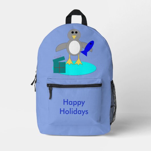 Frohe Weihnachtsfischerei Pinguin Custom Bedruckter Rucksack (Vorderseite)