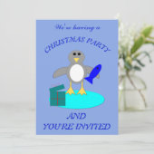 Frohe Weihnachtsfischerei Pinguin Custom Einladung (Stehend Vorderseite)