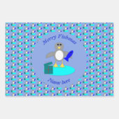 Frohe Weihnachtsfischerei Pinguin Custom Geschenkpapier Set (Vorderseite)