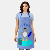 Frohe Weihnachtsfischerei Pinguin Custom Schürze (Getragen)
