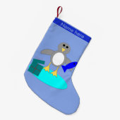 Frohe Weihnachtsfischerei Pinguin Custom Strumpf Kleiner Weihnachtsstrumpf (Vorderansicht (hängend))